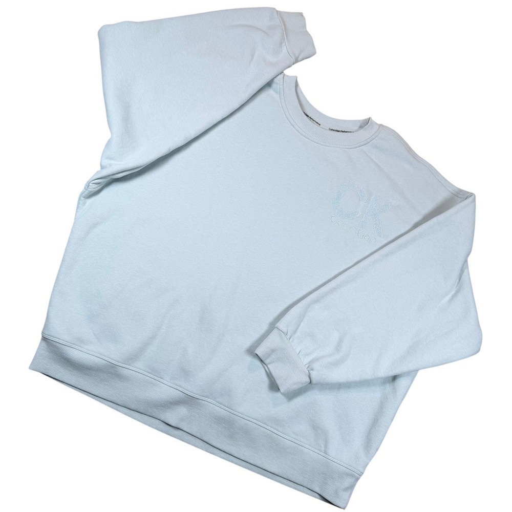 Calvin Klein Performance Womens Large Blue Embroidered Logo Sweatshirt
